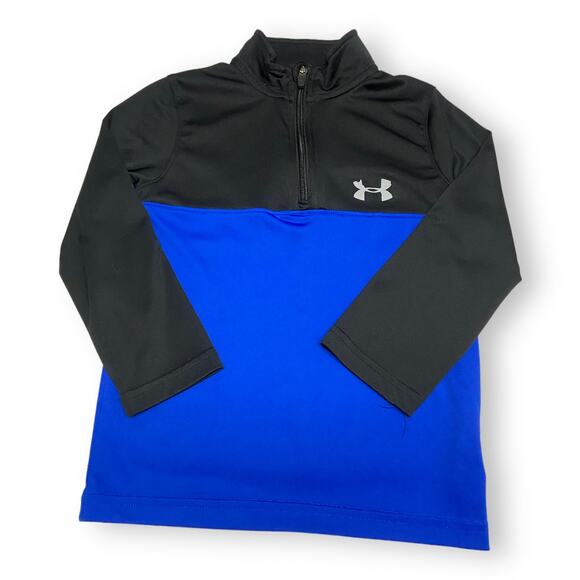 Under Armour Boys Pullover Size 4 Blue Black Quarter Zip Lightweight - Picture 1 of 12